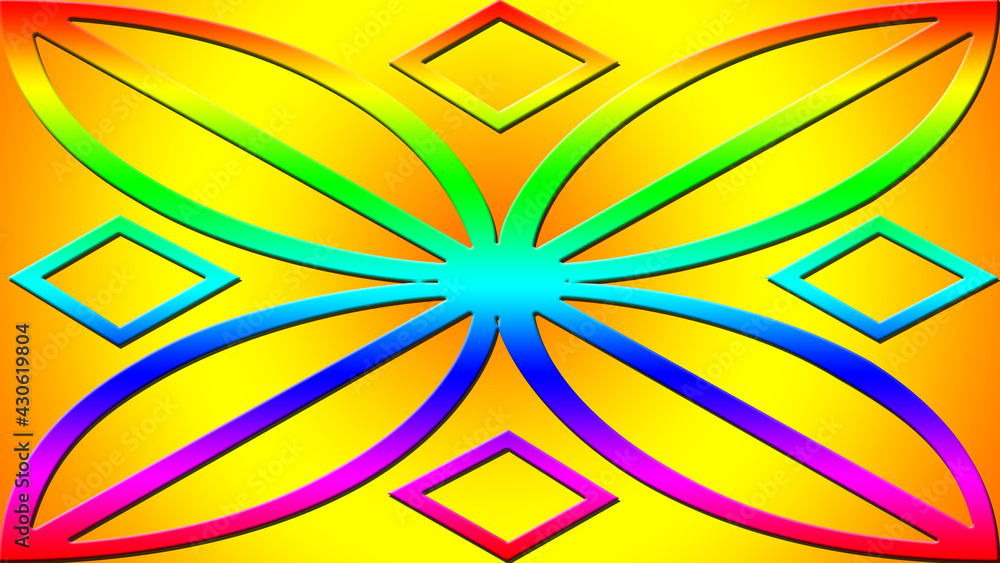 multi colour flower with diamond shape with gradient background