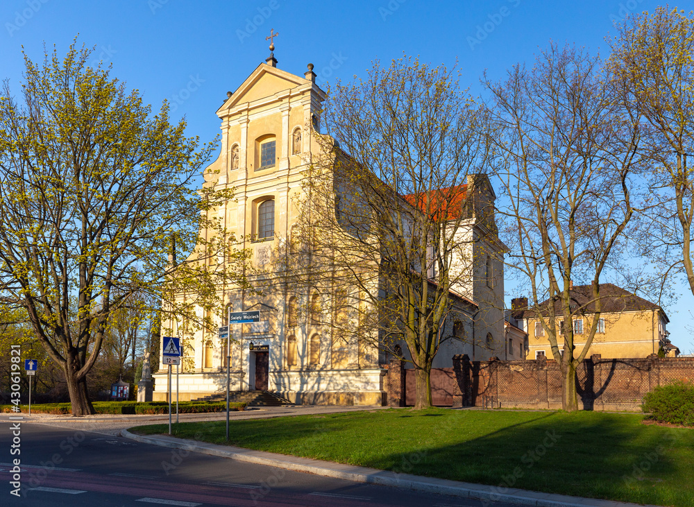 Poznan. Church of St. Wojciech on a sunny morning.