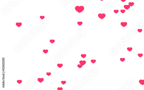Valentine day pink hearts on white background.