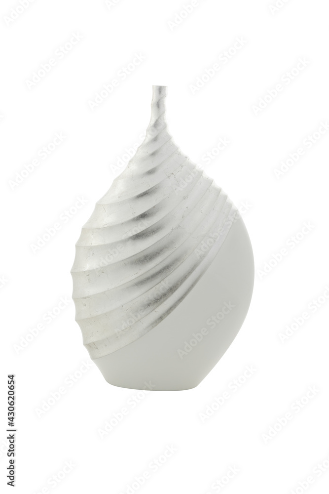 Naklejka premium Silver modern vase isolated on white background