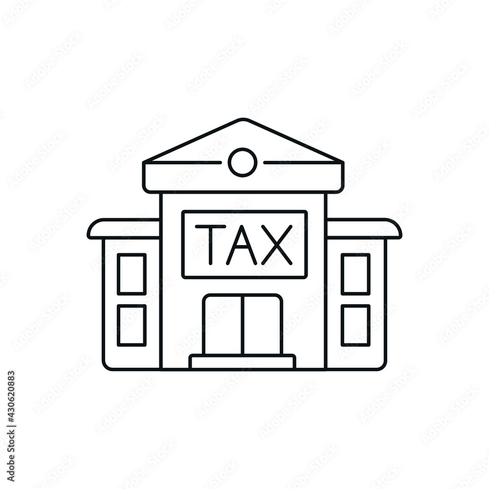 Tax office building linear icon. Taxation. Thin line customizable illustration. Contour symbol. Vector isolated outline drawing. Editable stroke Tax office building linear icon. Taxation. Thin line customizable illustration. Contour symbol. Vector isolated outline drawing. Editable stroke