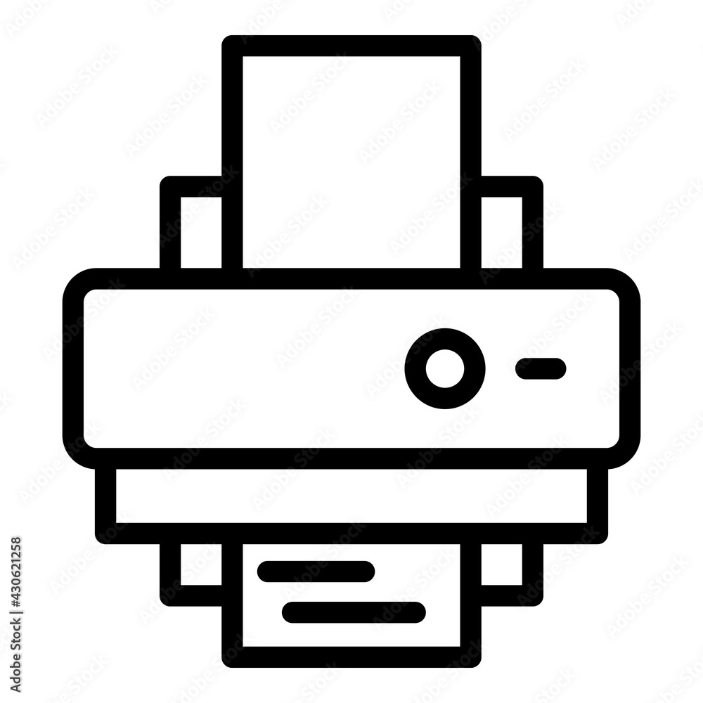 Printer icon. Outline Printer vector icon for web design isolated on white background