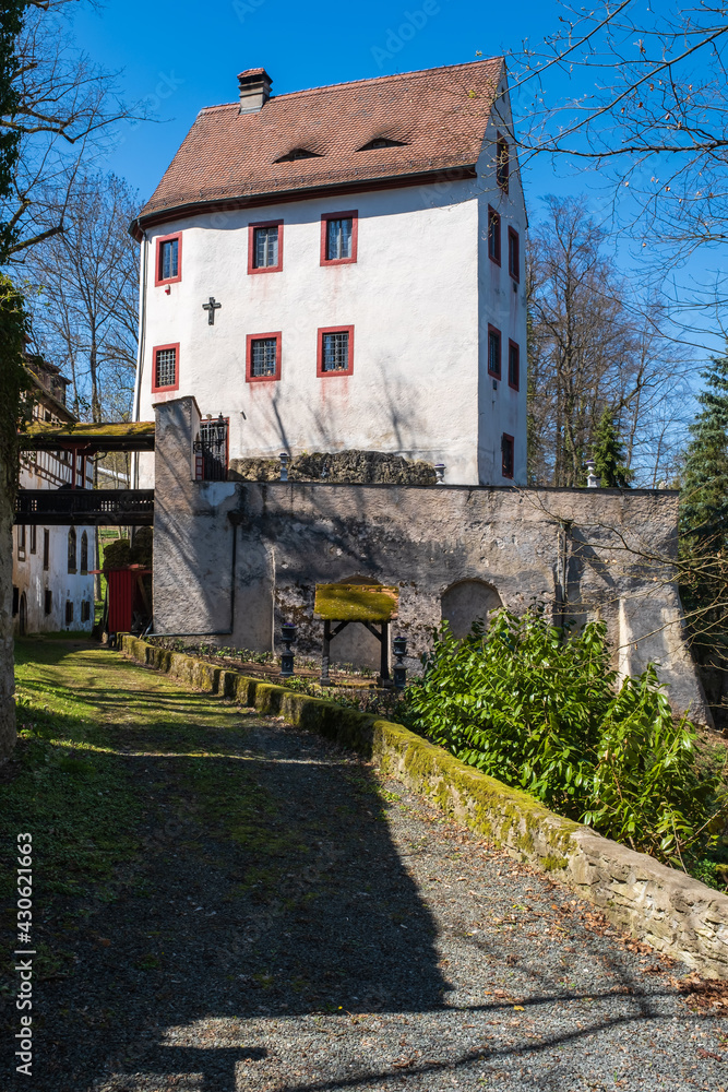 View of a rest of the Gailenreuth Castle in Burggaillenreuth / Germany in Franconian Switzerland 