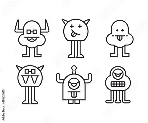 funny and cute monster character vector set