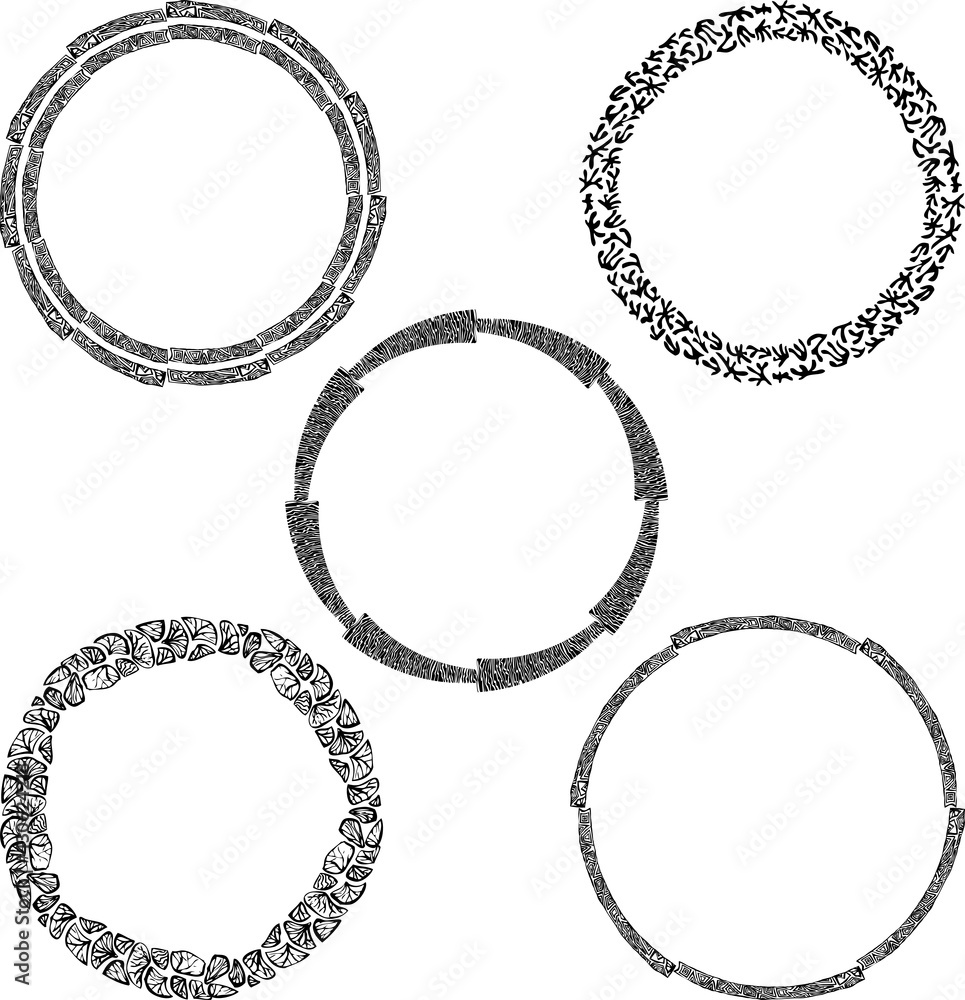 Set of various decorative round abstract frames Set of various decorative round abstract frames