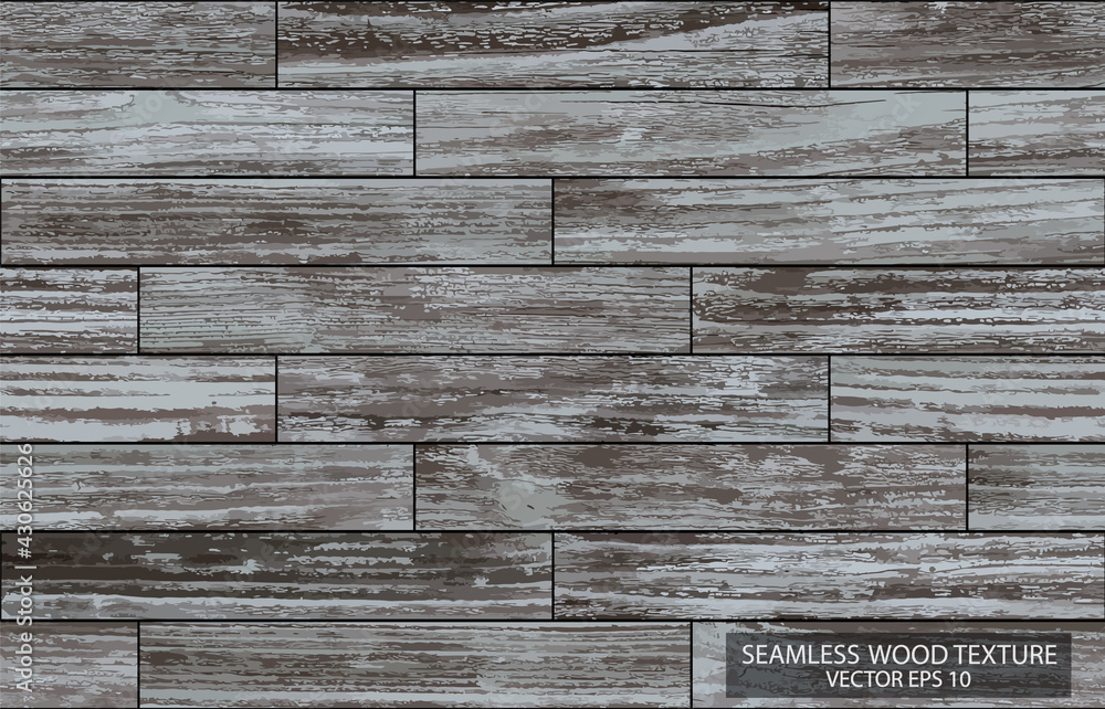 Seamless wooden background. Grey wood texture, EPS 10 vector. Grunge
