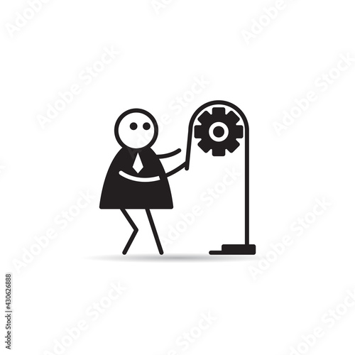 businessman pulling winch icon vector