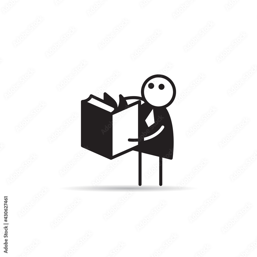 businessman standing and reading book icon businessman standing and reading book icon