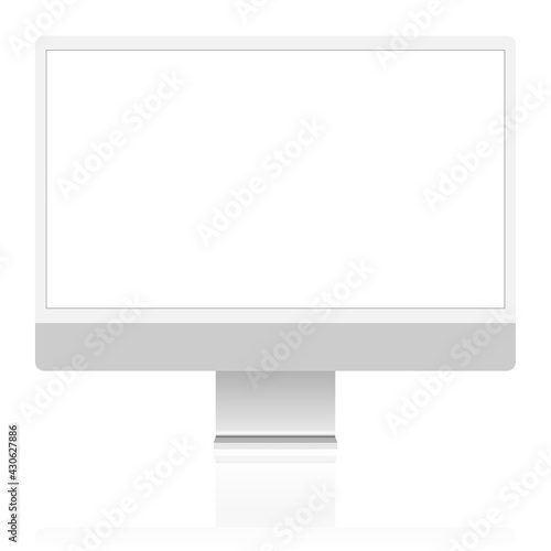 computer blank screen mockup, desktop pc mock up isolated vector template