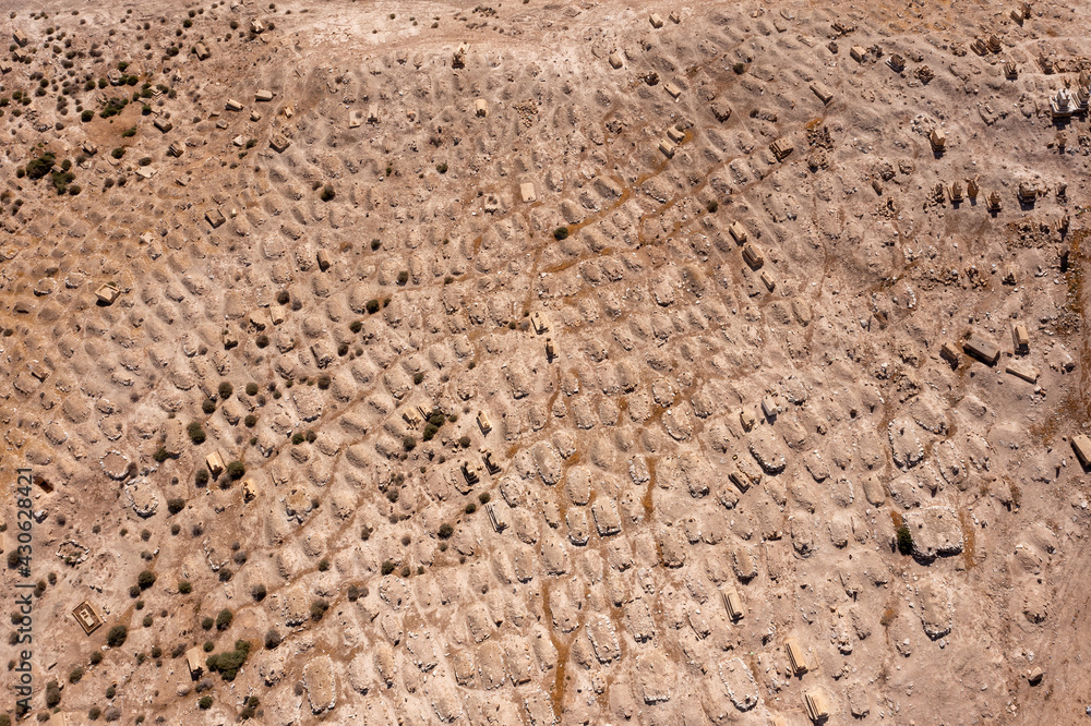 Ancient cemetery of Nabi Musa, Believed to be where the tomb of The Prophet Moses, Aerial view. Ancient cemetery of Nabi Musa, Believed to be where the tomb of The Prophet Moses, Aerial view.