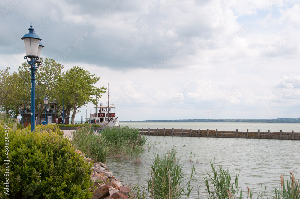 View of Lake Balaton, marina, on a summer day.