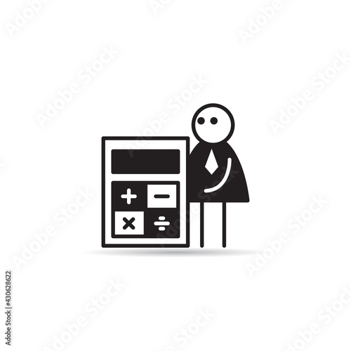 businessman and calculator icon vector