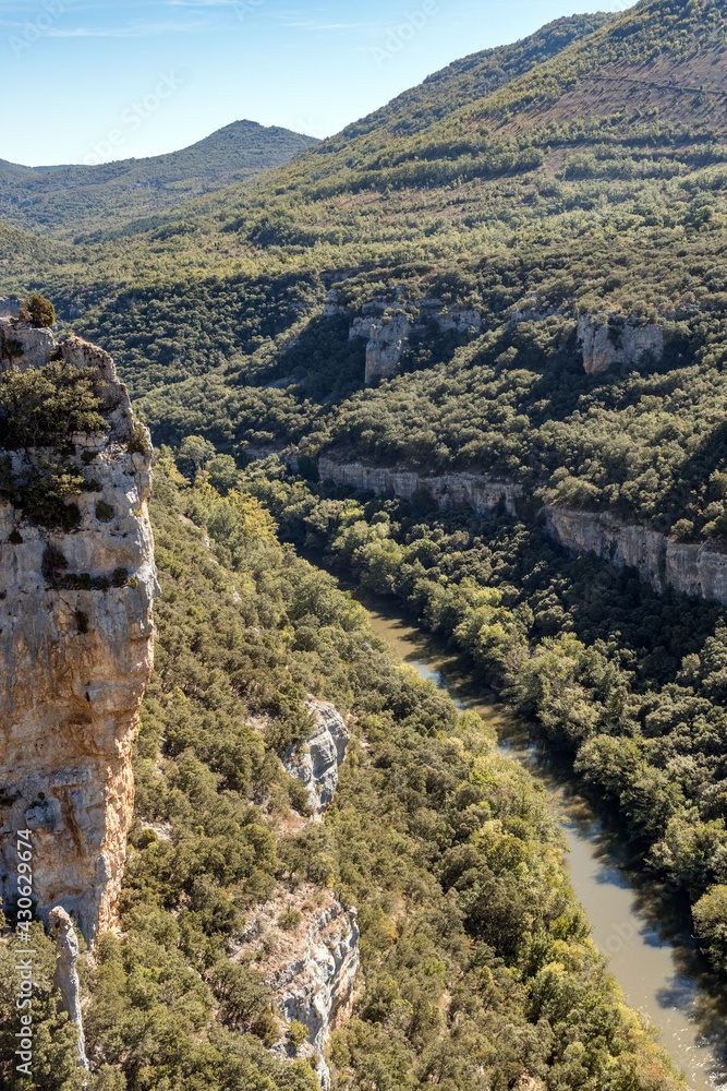 Aerial view of Ebro river Canyon in Burgos, Castile and Leon, Spain.