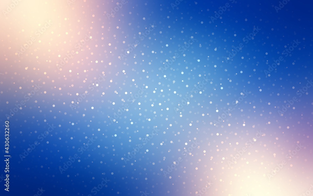 Shimmer golden sparkles flys in shine of lights on deep blue blur background. Abstract illustration. Shimmer golden sparkles flys in shine of lights on deep blue blur background. Abstract illustration.