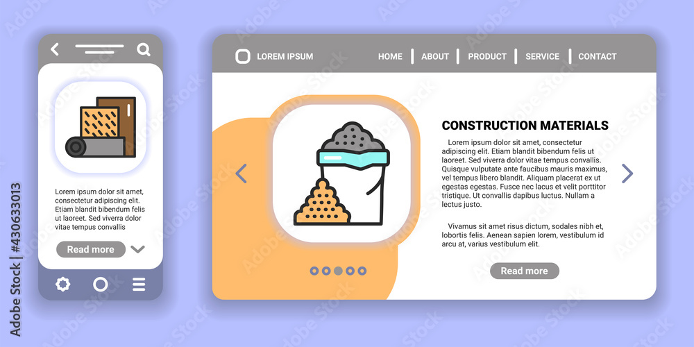 Naklejka premium Construction materials web banner and mobile app kit. Outline vector illustration. Creative idea concept.