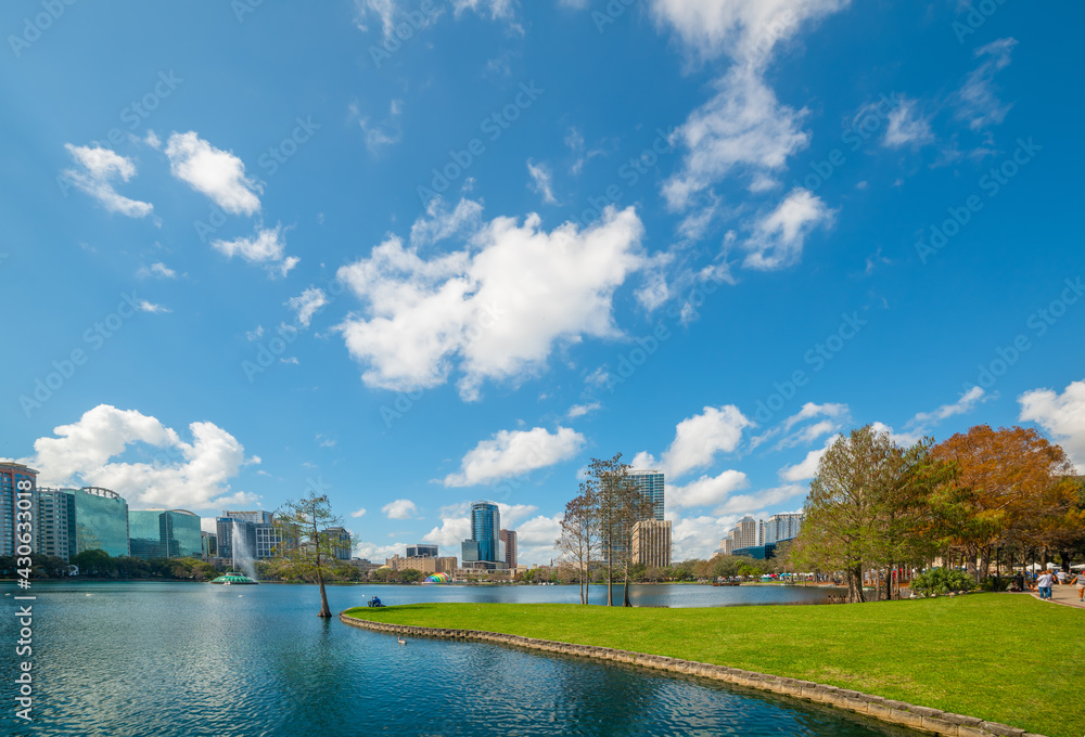 Clouds over Lake Eola park in Orlando