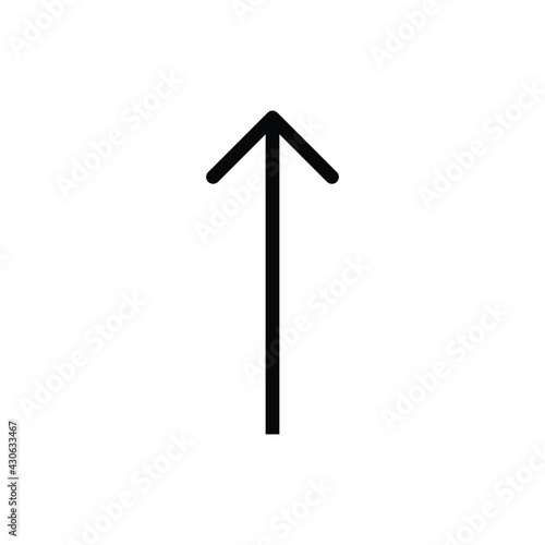 Simple thin line arrow pointing up on a white background. Royalty-free.