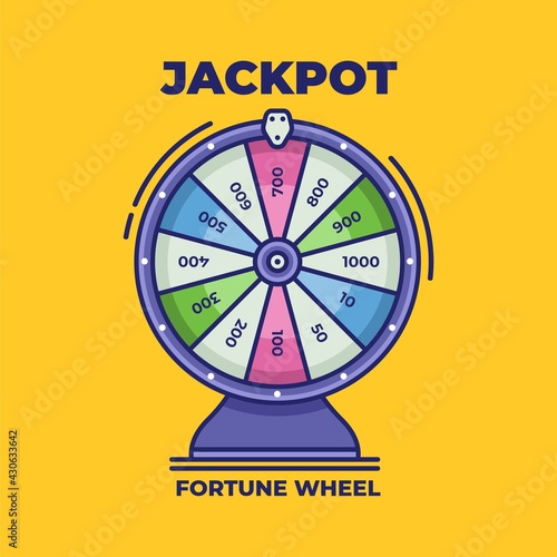 Spinning fortune wheel. Lucky roulette vector illustration. Colorful wheel of fortune