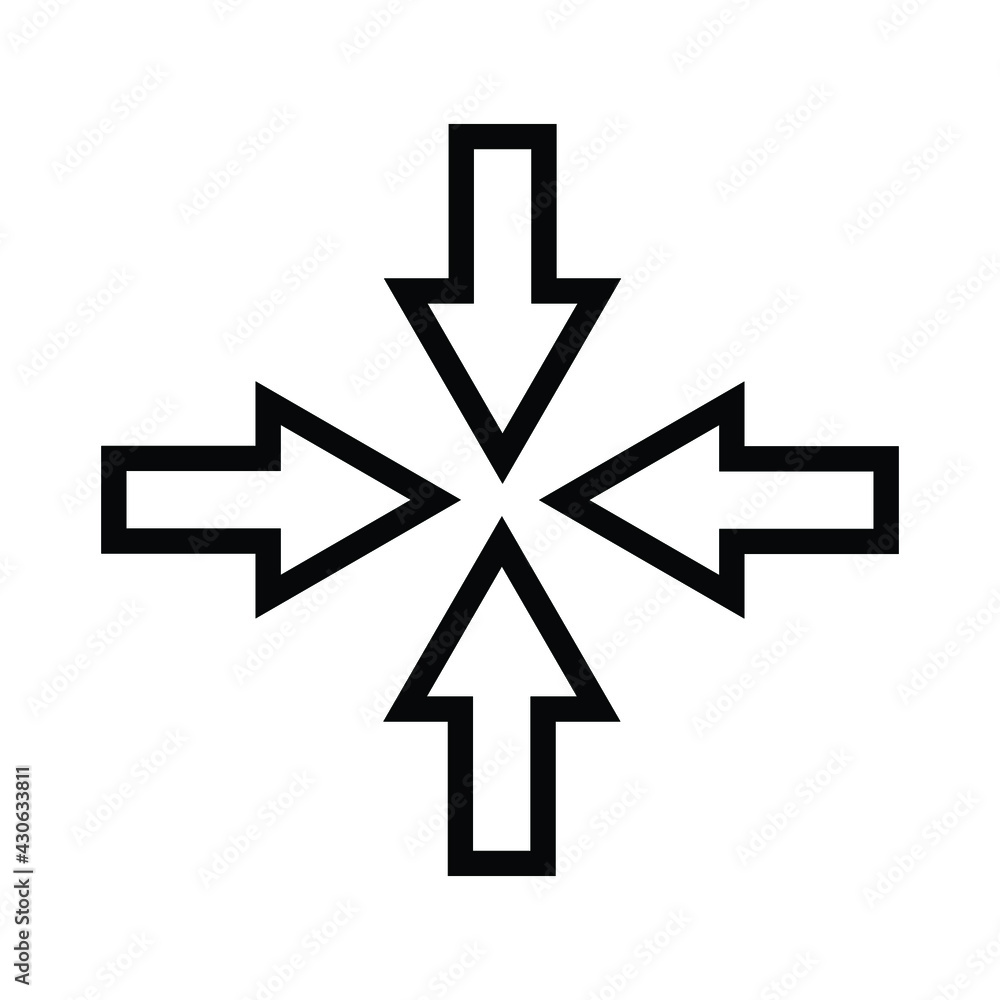 Simple thin line arrows pointing to the center on a white background. Royalty-free. Simple thin line arrows pointing to the center on a white background. Royalty-free.