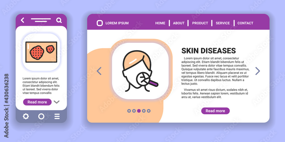 Skin diseases web banner and mobile app kit. Outline vector illustration. Creative idea concept Skin diseases web banner and mobile app kit. Outline vector illustration. Creative idea concept