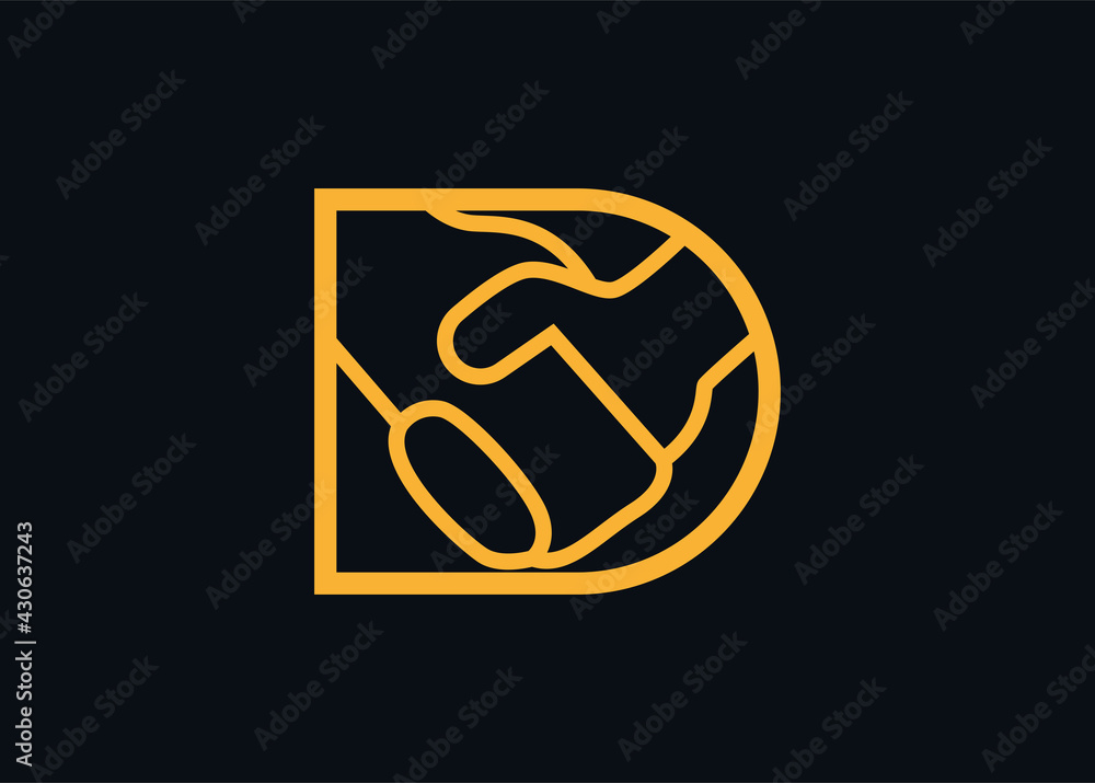 D Letter Initial With Deal Logo Design Template. Business,Company Identity Icon Line Art Vector D Letter Initial With Deal Logo Design Template. Business,Company Identity Icon Line Art Vector