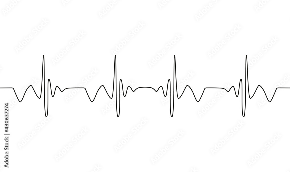 Heart cardiogram continuous one line drawing minimalism design isolated on white Heart cardiogram continuous one line drawing minimalism design isolated on white