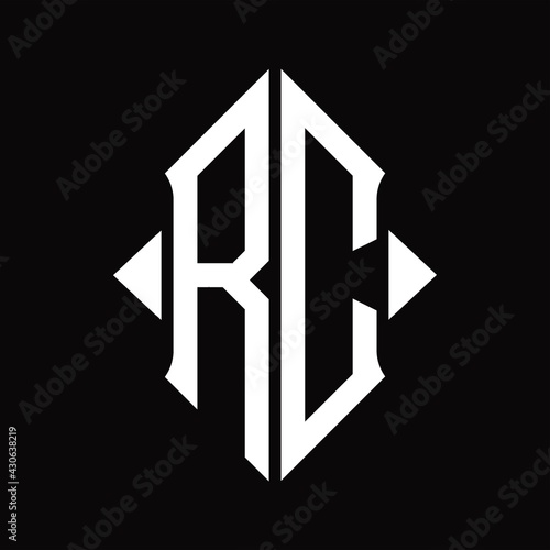 RC Logo monogram with shield shape isolated design template