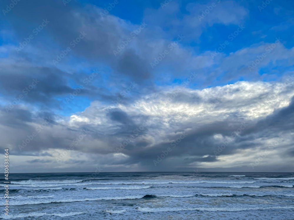 A late afternoon threatening sky over the Pacific Ocean at Depoe Bay on the Oregon Coast.