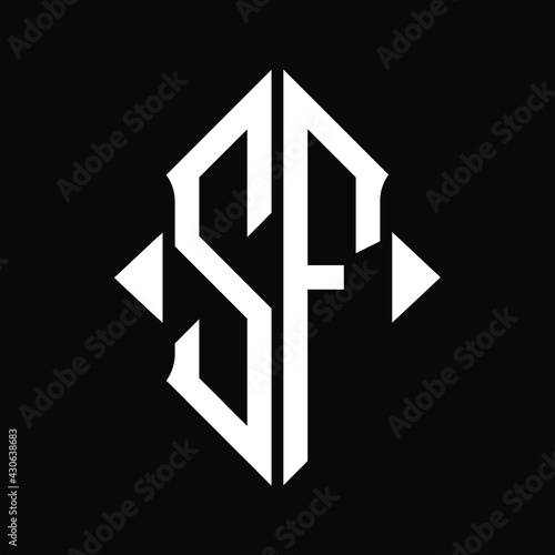 SF Logo monogram with shield shape isolated design template