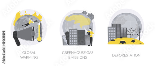 Environmental pollution abstract concept vector illustrations.