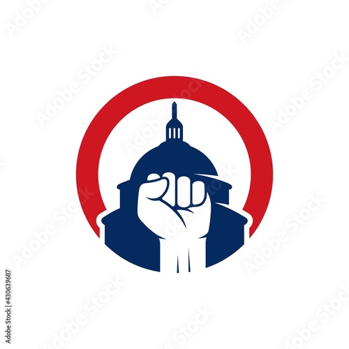 fist vector with capitol hill  logo template