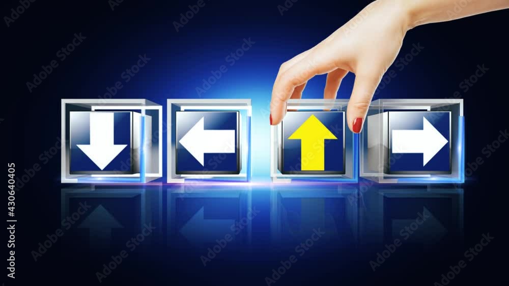 Direction letter written on glass cube