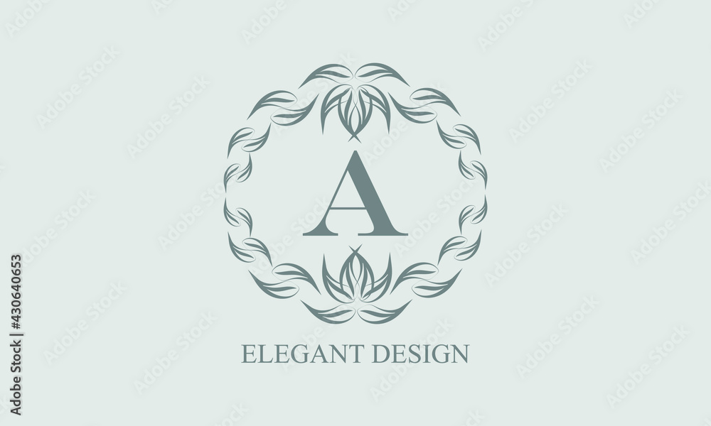 Elegant floral monogram with exquisite elements. Template for invitations, labels, business signs. Vintage ornament with calligraphic letter A. Elegant floral monogram with exquisite elements. Template for invitations, labels, business signs. Vintage ornament with calligraphic letter A.