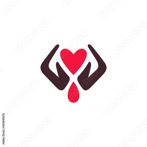 Heart care, blood donation logo design template ready for use