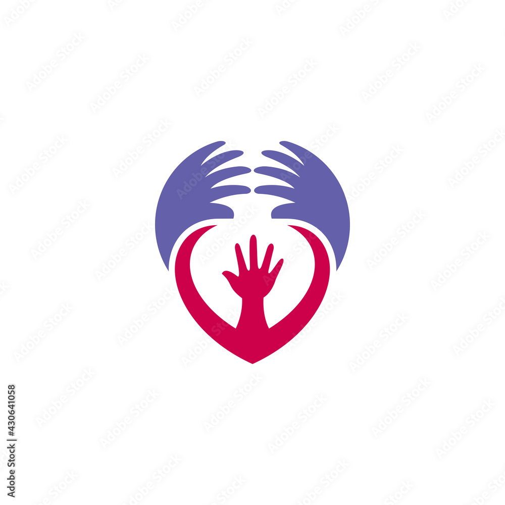 Hand love care logo template ready for use Hand love care logo template ready for use