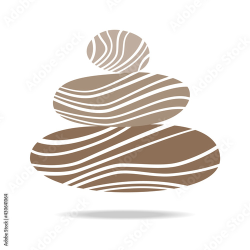 Abstract vector logo of stones sign. Icon wellness and spa. Creative minimalist hand painted illustration for wellness, spa, Thai massage. Design template logo with symbol natural stones.