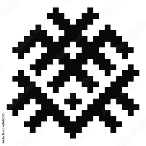 vector ethnic folk Ukrainian minimalistic pattern isolated on white background. a traditional element of the Ukrainian embroidered shirt - vyshyvanka. can be used as design and decoration elements. © Nadia