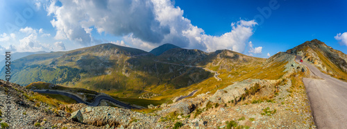 Outstanding panoramic view of Parang Mountains, famous high altitude Transalpina road, Valcea County, Romania photo