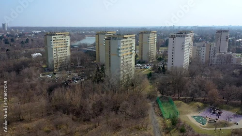 4k video of house of flats in Czerniakow area of Mokotow district in Warsaw city, Poland, 4k video photo