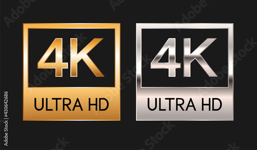 4k ultra HD, gold and silver badges. 4K video resolution, vector illustration. photo