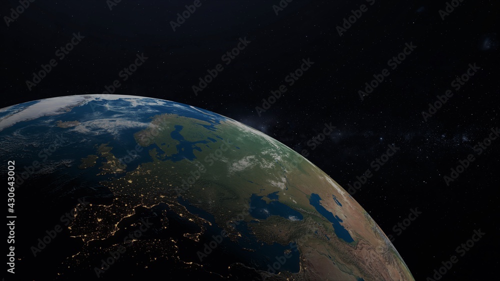 europe seen from space 3d rendering illustration europe seen from space 3d rendering illustration