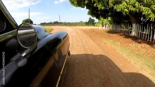 POV Driving on the old american car at Cuba countryside.