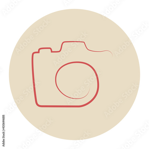 Photo camera line art logo vector minimal icon