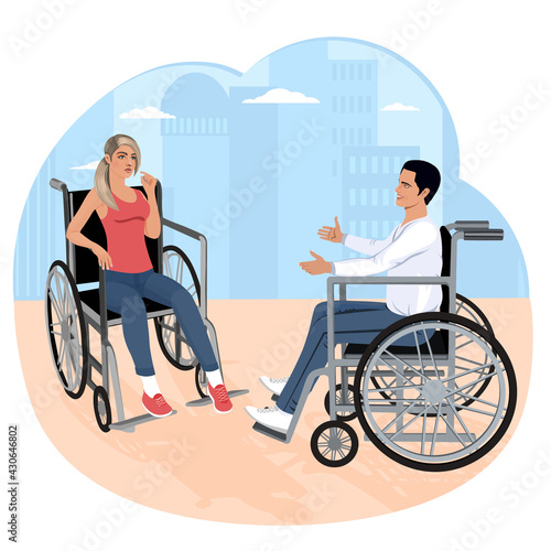 People with disabilities spend time together and relax.