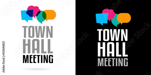 Town hall meeting on speech bubble	