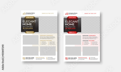 Real estate flyer template, 2 colors variation modern flyer design.