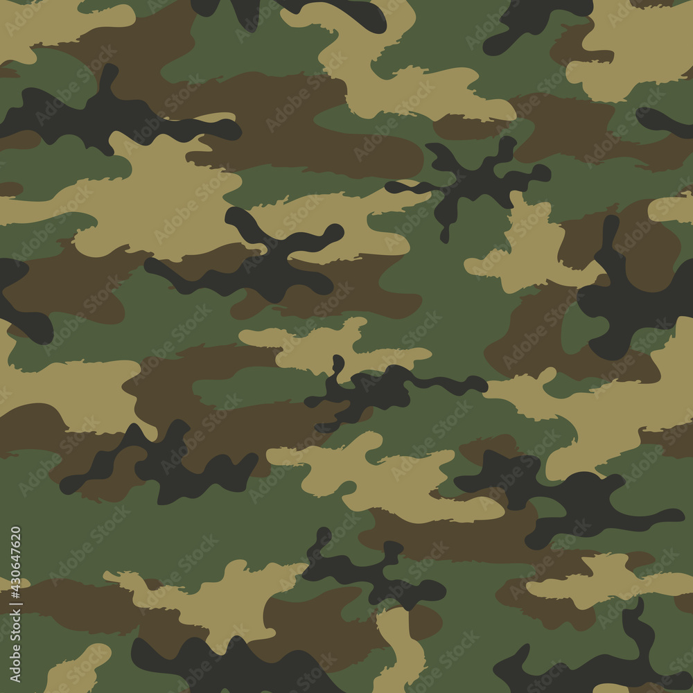 Fototapeta premium Forest camouflage pattern, vector seamless background, texture for textiles.