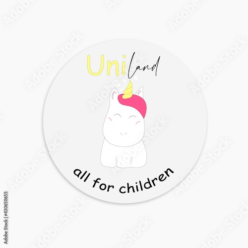 Illustration sticker logo for business your design all for children with unicorn