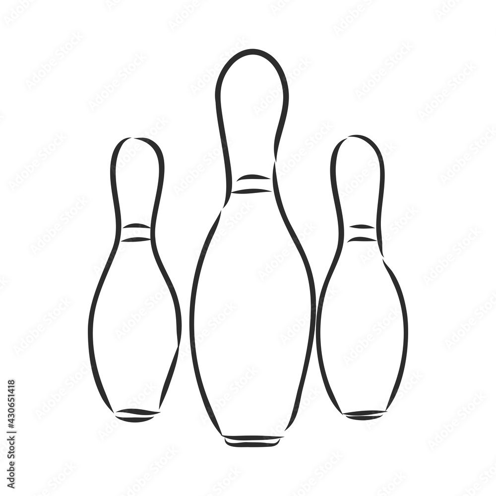 Bowling skittles and ball sketch vector illustration Bowling skittles and ball sketch vector illustration