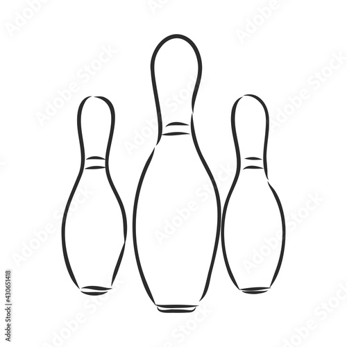 Bowling skittles and ball sketch vector illustration